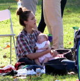 Jessica Alba and family go to a birthday party in the park