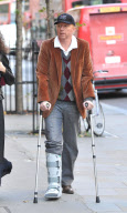 TENNIS ACE BORIS BECKER LIMPS FROM ONE DESIGNER BOUTIQUE TO THE NEXT IN CRUTCHES AS HE BROKE HIS ANKLE SHOPPING IN CHELSEA