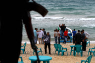 Released prisoners celebrate on Gaza beach