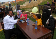 Released prisoners celebrate on Gaza beach