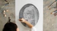 Artists draws masterpieces using one line, Singapore - Oct 2011