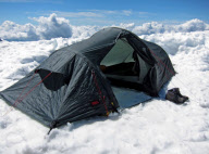 Tent appears to have been pitched on a cloud on Mt. Blanc, Chamonix, France - 17 Oct 2011