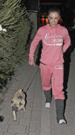 Jodie Marsh walking her dog