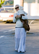 Pink and Baby Willow Match in White while Grabbing Coffee