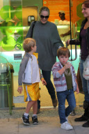 *EXCLUSIVE* Sharon Stone takes her boys for Pinkberry