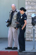Lucy Liu suits up for "Southland" with Michael Cudlitz