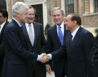 George W and Laura Bush in Rome for Pope Funeral