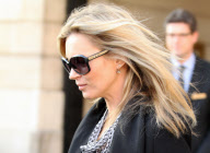 British model Kate Moss leaves Ritz hotel in Paris to go back to London