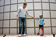 4-year-old amputee meets his hero Oscar Pistorius, Pretoria, South Africa - 24 Nov 2011