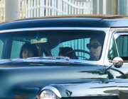 Dita Von Teese Drives Around in her Vintage Cadillac