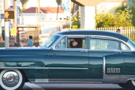 Dita Von Teese Drives Around in her Vintage Cadillac