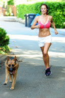 Brooke Burke Jogging in Malibu With Her Dog