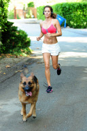 Brooke Burke Jogging in Malibu With Her Dog