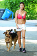 Brooke Burke Jogging in Malibu With Her Dog