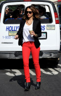 Jessica Alba Steps Out in Festive Red for Coffee