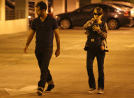 Natalie Portman Visits a Medical Building with Ben and Aleph