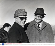 Telly Savalas And George Lazenby On The Set Of The James Bond Epic ''on Her Majesty''s Secret Service'' In Murren Switzerland.