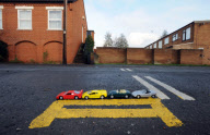 The worlds shortest double yellow lines in Stafford Street, Norwich, Norfolk, Britain - 17 Dec 2011