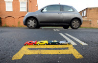 The worlds shortest double yellow lines in Stafford Street, Norwich, Norfolk, Britain - 17 Dec 2011