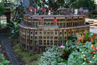 Model train display made from plants in the Enid A. Haupt Conservatory at the New York Botanical Gardens, America - 13 Dec 2011