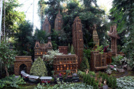 Model train display made from plants in the Enid A. Haupt Conservatory at the New York Botanical Gardens, America - 13 Dec 2011