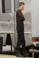 Catherine McNeil on set Smoking