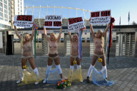 FEMEN protesters outside the Olympic National Sports Complex in Kiev, Ukraine - 02 Dec 2011