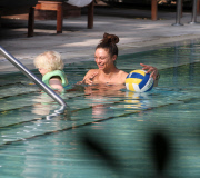 Sharlely Becker spent the day playing in the pool with her and Boris Becker's son Amadeus. Amadeus made a friend and Sharlely enjoyed some enthusiastic talk about todlers with his mother. Miami Beach, Fl