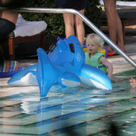 Sharlely Becker spent the day playing in the pool with her and Boris Becker's son Amadeus. Amadeus made a friend and Sharlely enjoyed some enthusiastic talk about todlers with his mother. Miami Beach, Fl