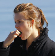 Maggie Grace on set in Santa Monica
