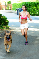 Brooke Burke Jogging in Malibu With Her Dog