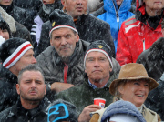 ARNOLD SCHWARZENEGGER watching the world famous Hahnenkamm ski race in Kitzbuhel