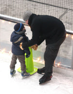 Liev Schreiber Teaching his Son How to Ice Skate at an Outdoor Rink