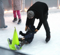 Liev Schreiber Teaching his Son How to Ice Skate at an Outdoor Rink