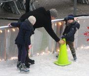 Liev Schreiber Teaching his Son How to Ice Skate at an Outdoor Rink