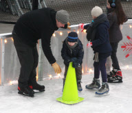 Liev Schreiber Teaching his Son How to Ice Skate at an Outdoor Rink