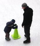 Liev Schreiber Teaching his Son How to Ice Skate at an Outdoor Rink