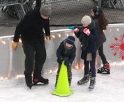 Liev Schreiber Teaching his Son How to Ice Skate at an Outdoor Rink