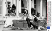Police Searching Through The Grand Hotel Debris In Brighton. The Brighton Hotel Bombing Happened On 12 October 1984 At The Grand Hotel In Brighton England. The Bomb Was Planted By Provisional Irish Republican Army (ira) Member Patrick Magee With The