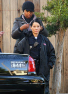 Lucy Liu's Hair Check On Southland Set