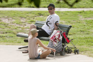 NAOMI WATTS, LIEV SCHREIBER with children SASHA and SAMUEL at Bronte