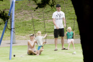 NAOMI WATTS, LIEV SCHREIBER with children SASHA and SAMUEL at Bronte