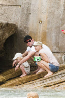 NAOMI WATTS, LIEV SCHREIBER with children SASHA and SAMUEL at Bronte