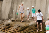 NAOMI WATTS, LIEV SCHREIBER with children SASHA and SAMUEL at Bronte