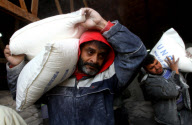 Food aid at a UN distribution centre in the Shati refugee camp, Gaza Strip, Palestinian Territories - 17 Jan 2012