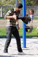 Gabriel Aubry and Nahla Swing It at the Park