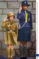 PRINCESS ELIZABETH WITH PRINCESS MARGARET DRESSED IN BROWNIE UNIFORM, BRITAIN - 1930S