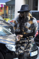 naomi campbell wears fur coat on arrival in berlin