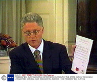 PRESIDENT BILL CLINTON DURING HIS TESTIMONY IN FRONT OF THE GRAND JURY IN THE MONICA LEWINSKY SEX SCANDAL CASE, WASHINGTON, AMERICA - 1998