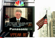 CLINTON TAPES ARE SHOWN ON THE JUMBO-TRON IN TIME SQUARE